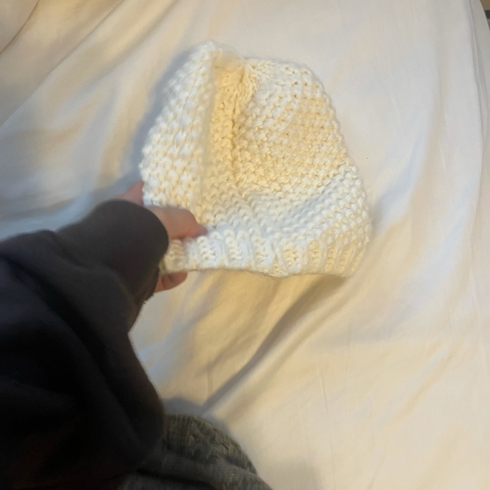 simple white/cream beanie